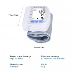 Wrist Blood Pressure Monitor Portable Fully Automatic BP Machine Band with Large LCD Display